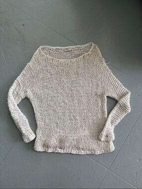 People Tree Soft Open-Knit Cream Crewneck Sweater